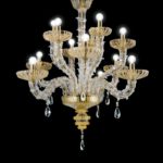 La Murrina CA D'ORO Lampadario 12 luci in vetro di Murano dec. oro