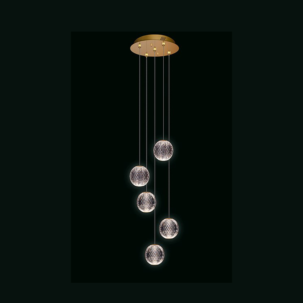 diamante-sospensione-5-luci-oro Diamante sospensione di Illuminati 5 Luci LED 21W 3000K disponibile in due finiture - immagine 1