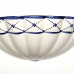 R 2474 Applique ceramica Eurokeramic dec. greca blu 1 luce E.27