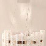 LA LOLLO Sospenisone led 80W diam.80 mont. gold decoro tessuto