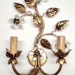 640/A2 Applique in ferro battuto dec. foglia oro Arteluce