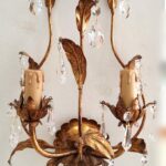 A.380/2 Applique 2 luci di Passeri International dec. oro foglia con vetri Murano