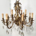 9100/8+4 Lampadario Lampart in bronzo e cristalli di boemia