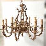 090/8+4 Lampadario di Possoni in ottone in finitura Oro Francese