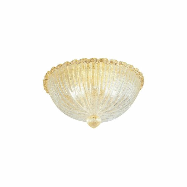 903/PLP Plafoniera graniglia vetro di Murano bordo oro Ø 40