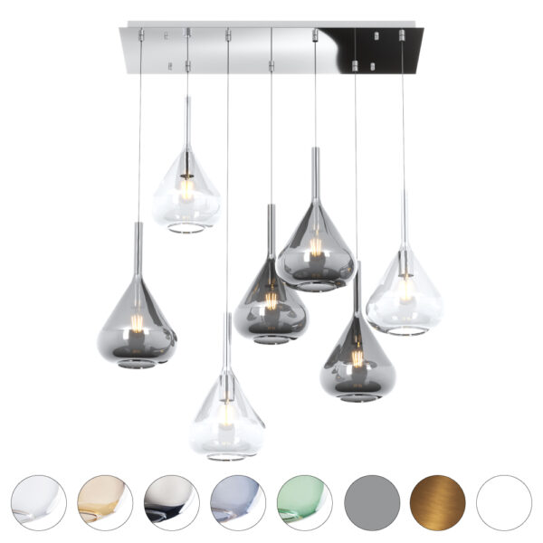 Kona Sospensione di Top Light 1177/S7 base rettangolare in diverse colorazioni