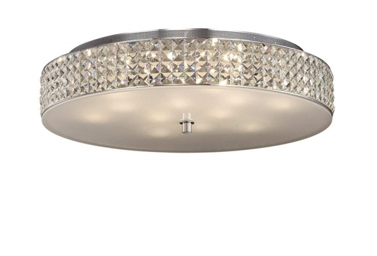 Roma Plafoniera di Ideal Lux classica 60cm rotonda cristalli trasparenti
