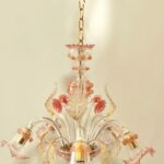 Vivaldi lampdario di La Murrina in vetro di Murano decoro oro rosa 5 luci