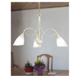 Lampadario classico LAM 1780 3XE14 metallo dec. avorio antico vetro bianco satinato