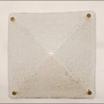 685 Plafoniera in vetro di Murano di La Murrina montatura oro vetro graniglia bianco cm 30x30