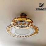Art Sol faretto da incasso in cristallo Swarovski montatura dorata decoro topazio