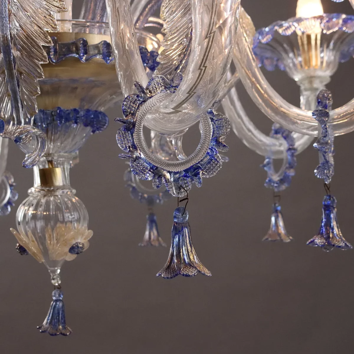 VENEZIANO S 6 luci Lampadario di La Murrina Blu dec. oro - immagine 3