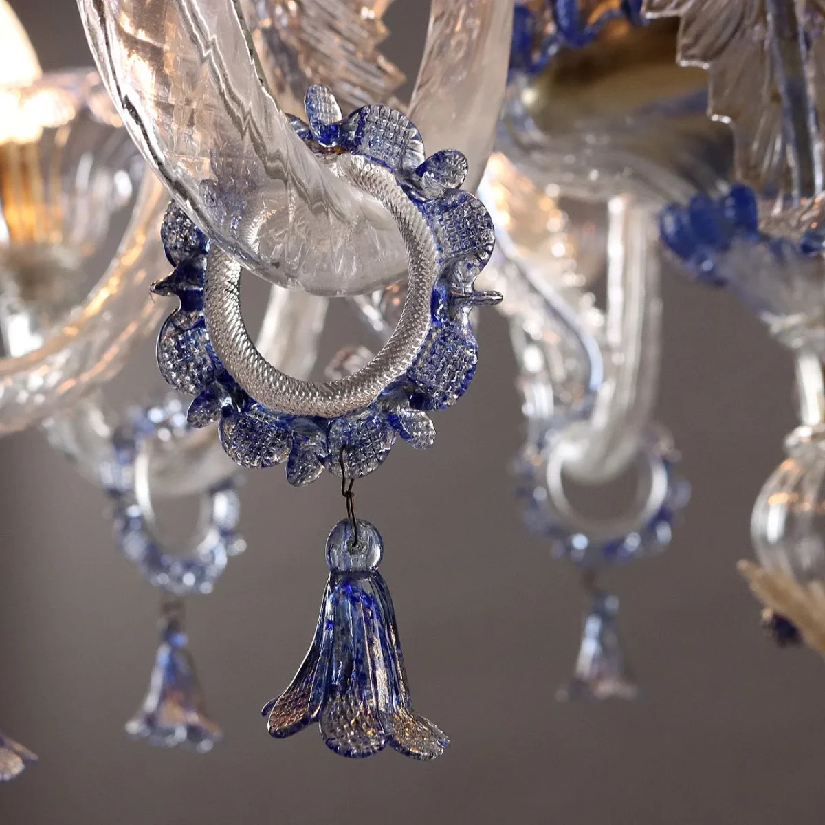 VENEZIANO S 6 luci Lampadario di La Murrina Blu dec. oro - immagine 2