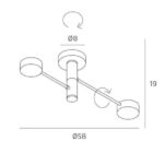 OCTOPUS PLAFONIERA DI TOP LIGHT  2 LUCI MODERNA ORIENTABILE IN 3 FINITURE - immagine 5