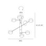 OCTOPUS PLAFONIERA DI TOP LIGHT  6 LUCI MODERNA ORIENTABILE IN 3 FINITURE - immagine 5