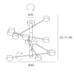 OCTOPUS PLAFONIERA DI TOP LIGHT  12 LUCI MODERNA ORIENTABILE IN 3 FINITURE - immagine 8