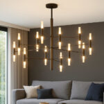 Space Lampadario di top Light design moderno in due finiture 24 x  G9