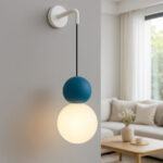 COTTAGE Applique da parete di Top Light pendente SFERA VETRO BIANCO E BLU