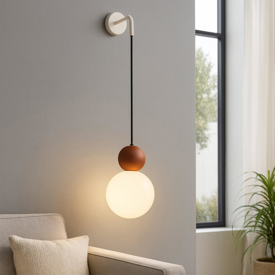 0953620_top-light-applique-da-parete-cottage-pendente-sfera-vetro-bianco-e-terra-rossa_550 COTTAGE Applique da parete di Top Light pendente SFERA VETRO BIANCO E TERRA ROSSA - immagine 1