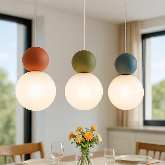 0953825_top-light-cottage-lampadario-da-cucina-3-luci-multicolor-sfere-vetro-bianco_550 COTTAGE 1228 S3R SOSPENSIONE DI TOP LIGHT 3 LUCI SU BASE RETTANGOLARE 4 FINITURE DIFFERENTI - immagine 1