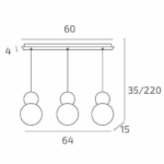 COTTAGE 1228 S3R SOSPENSIONE DI TOP LIGHT 3 LUCI SU BASE RETTANGOLARE 4 FINITURE DIFFERENTI - immagine 8