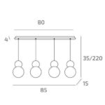 COTTAGE 1228 S4R SOSPENSIONE DI TOP LIGHT 8 LUCI SU BASE RETTANGOLARE 4 FINITURE DIFFERENTI - immagine 10