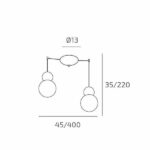 COTTAGE 1228 S2 S SOSPENSIONE DI TOP LIGHT 2 LUCI DECENTRATE 3 FINITURE DIFFERENTI - immagine 6