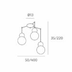 COTTAGE 1228 S3 S SOSPENSIONE DI TOP LIGHT 3 LUCI DECENTRATE 4 FINITURE DIFFERENTI - immagine 4