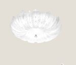 74/55 Plafoniera di Italamp con foglie in vetro acidato, trasparente