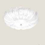 74/55 Plafoniera di Italamp con foglie in vetro acidato, trasparente