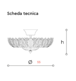 74/55 Plafoniera di Italamp con foglie in vetro acidato, trasparente - immagine 2