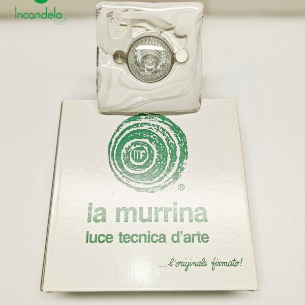 Faretto da incasso in vetro di murano LA MURRINA quadrato bianco pennellato
