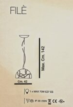 File'S40 Sospensione in vetro di Murano di La Murrina montatura cromo vetro dec bianco 1 Luce E 27 - immagine 5