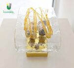 702 Applique in vetro di Murano di La Murrina dec. grafito topazio Montatura oro 2 x E14