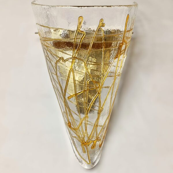 668/Ap30 Applique in vetro di murano di La Murrina decoro grafito topazio, montatura oro