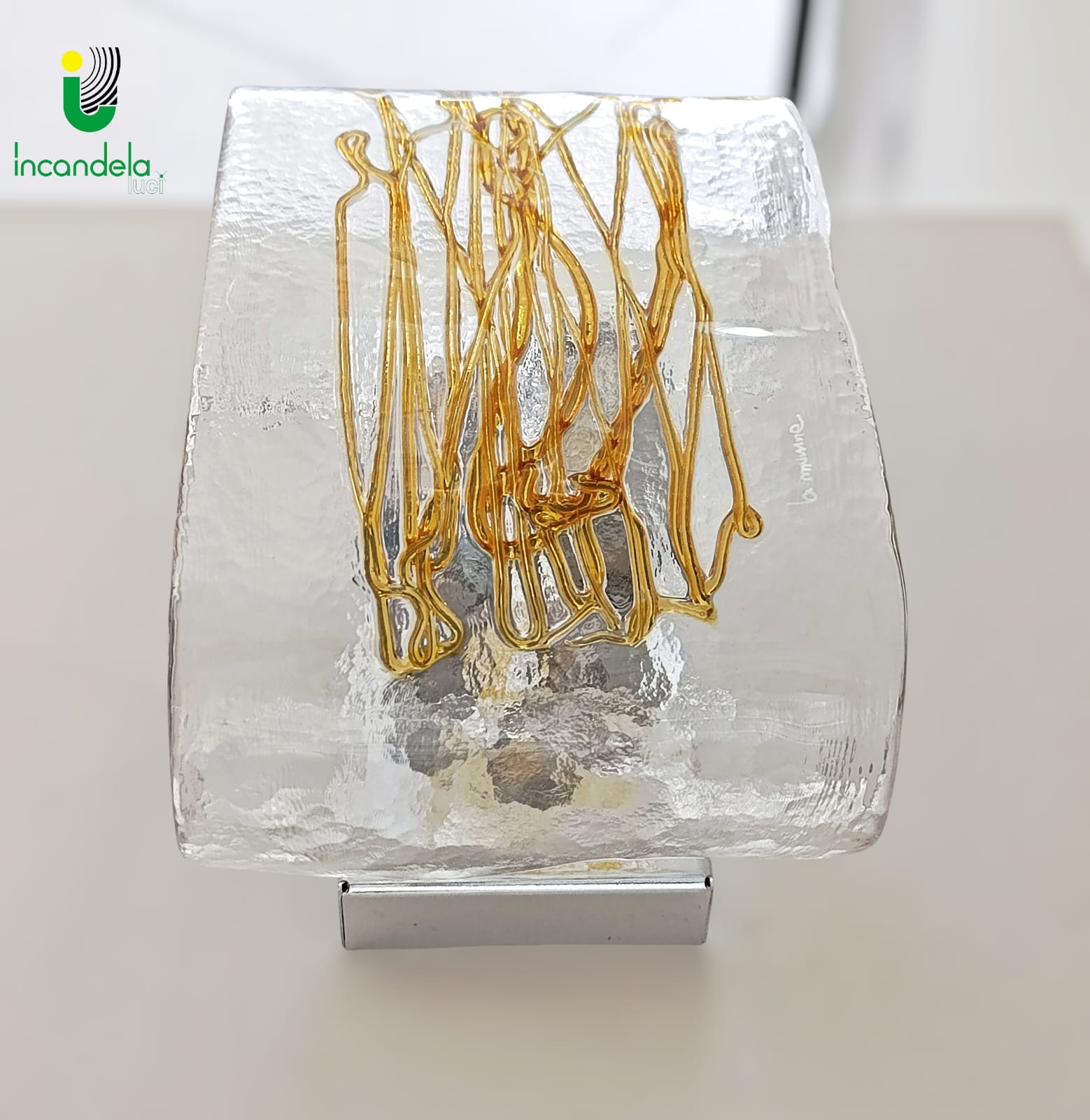 b470c1f1-2181-4af4-bba1-cf0fbb42d91e 702 Applique in vetro di Murano di La Murrina dec. grafito topazio Montatura cromo 2 x E14 - immagine 1