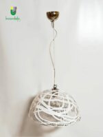 File'S40 Sospensione in vetro di Murano di La Murrina montatura cromo vetro dec bianco 1 Luce E 27 - immagine 4