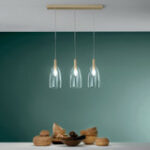 Brandy-S3  Sospensione di Faneurope con finiture oro e tre diffusori in vetro soffiato - immagine 2