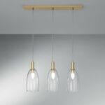 Brandy-S3  Sospensione di Faneurope con finiture oro e tre diffusori in vetro soffiato