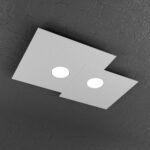 Plate Plafoniera di Top Light 1129 Pl2 rettangolare grigia - immagine 2