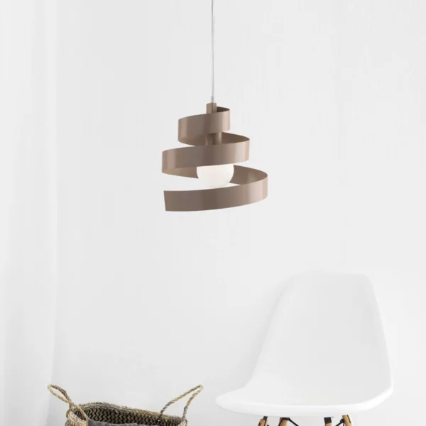 SOSPENSIONE MODERNA HELIX 1 LUCE IN FERRO LACCATO TORTORA