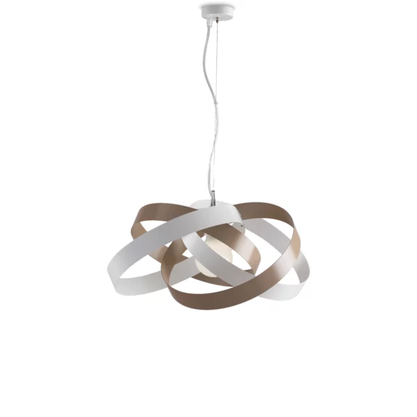 SOSPENSIONE MODERNA VERTIGO 1 LUCE LACCATO BIANCO E TORTORA