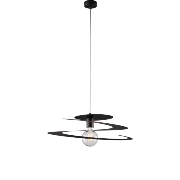 SOSPENSIONE MODERNA 1 LUCE SPRING LACCATO NERO TAGLIO LASER