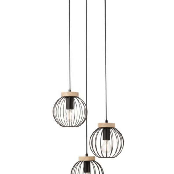 Trellis Sospensione di Redo Group nero/legno naturale