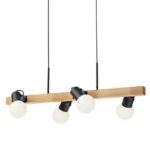 Redo 01-2418 - Lampadario a sospensione con filo TAFFI 4xE27/42W nero/faggio