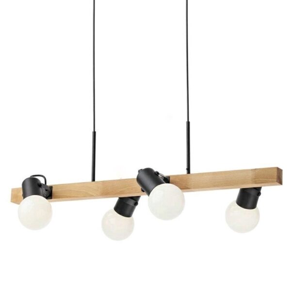 Redo 01-2418 - Lampadario a sospensione con filo TAFFI 4xE27/42W nero/faggio