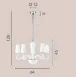 Lampadario Angel a Sospensione 5 luci Led(E14) 120x64 cm In Vetro Soffiato - immagine 2