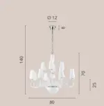 Lampadario Angel a Sospensione 12 luci Led(E14) 140x80 cm In Vetro Soffiato - immagine 4