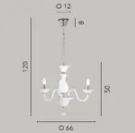 Lampadario SOFFIO a Sospensione 3 luci Led(E14) 120x66 cm In Vetro Soffiato - immagine 4
