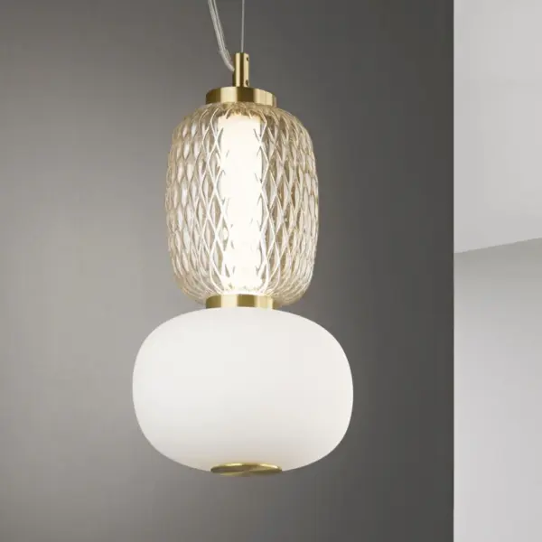 TOTEM Lampadario a Sospensione 18W 196 cm In Vetro